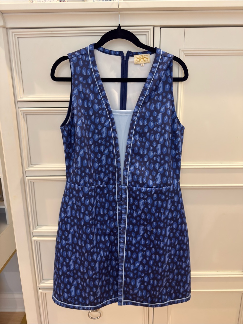 SSYS Blue Leopard Print Sleeveless Mini Dress | Sporty Golf Tennis Dress